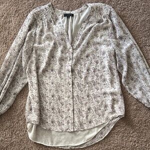 1. State Cream Blouse V-Neck Buttoned